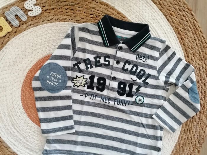 Polo manches longues à rayures - photo numéro 2