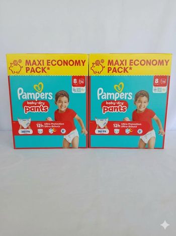 2 Cartons Pampers Pants T8 116 Couches 17kgs +