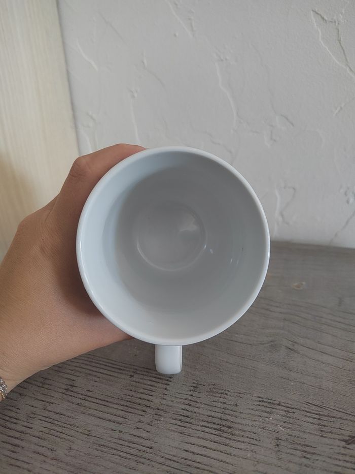 Mug blanc à pois noirs et gris – Tasse céramique café/thé - photo numéro 5
