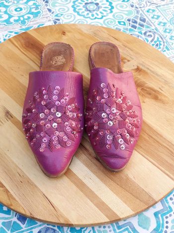 Babouches tout cuir rose