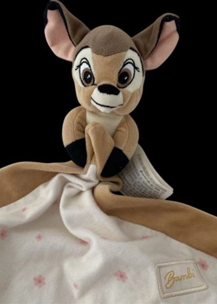 ❤️B5443 Doudou Plat Biche Faon Bambi DISNEY Baby NICOTOY Marron Fleurs Rose - photo numéro 2