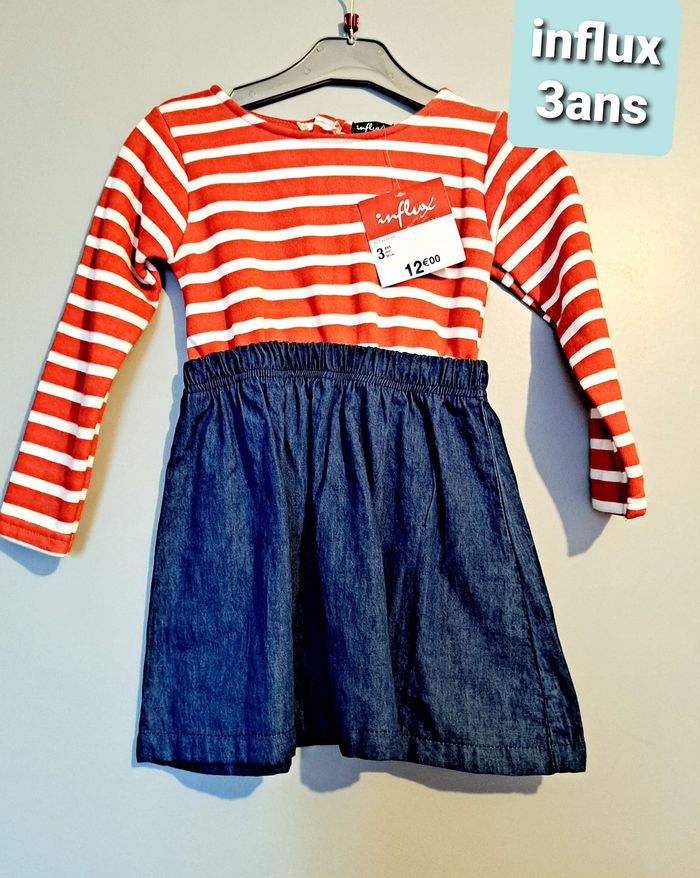 robe marinière 2en1 jupe en jean 3ans neuve avec etiquette