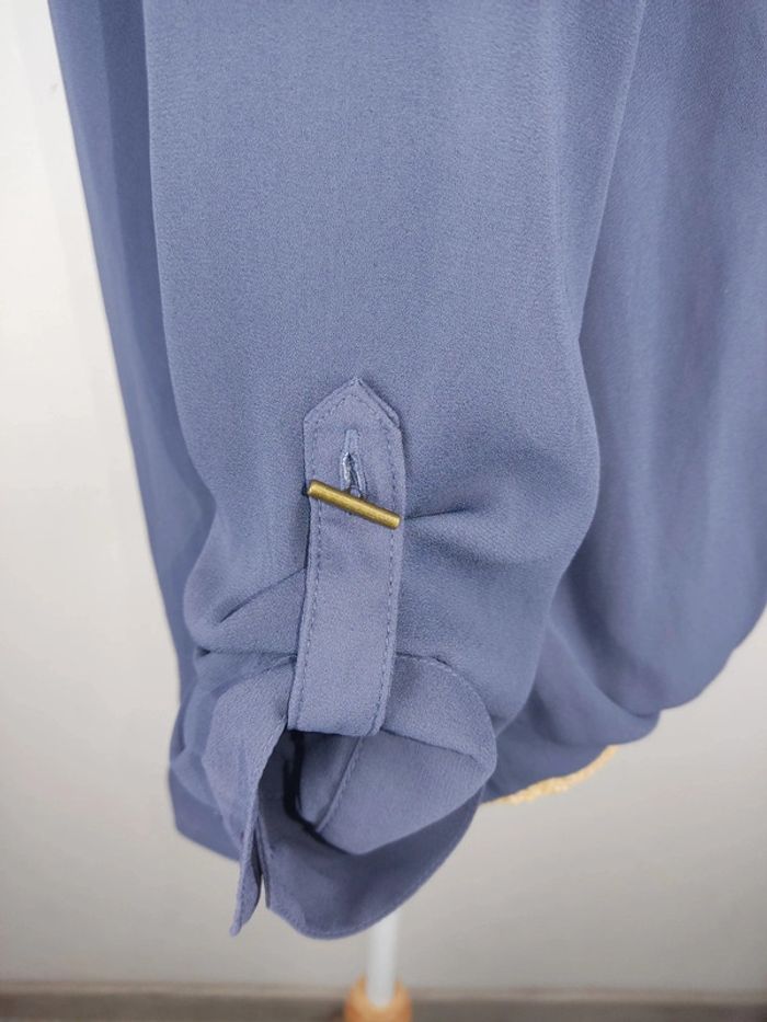 Blouse manches longues col à lacets bleu violet taille 36 C&A neuve - photo numéro 6