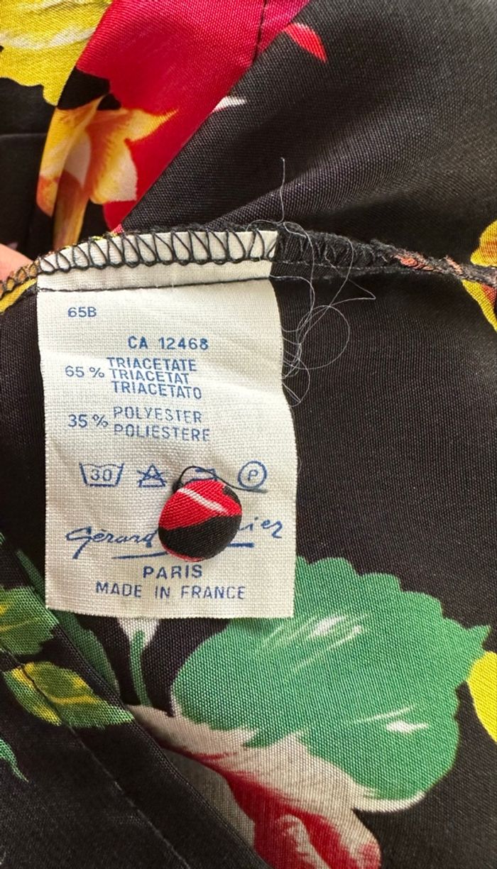 Blouse à fleurs noire et multicolore Gérard Pasquier Vintage T40 L - photo numéro 9