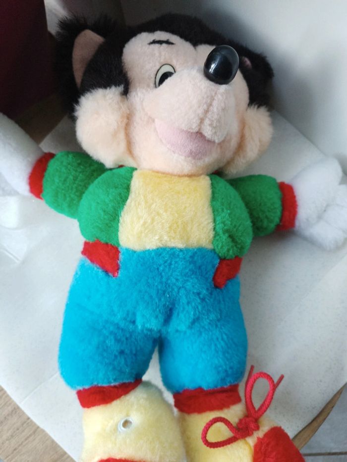 Peluche plush vtg vintage Disney nounours Teddy Bear loup Wolf 3 cochon pig bébé babies baby - photo numéro 13