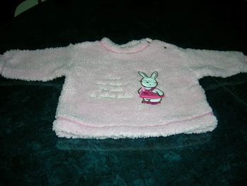sweat rose matière peluche motifs lapin "Kimadi" taille 6 mois