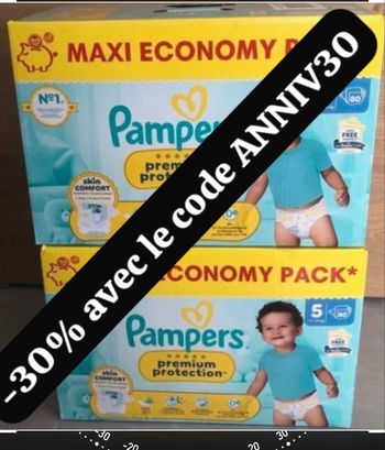 Deux cartons de couches Pampers taille 5 preuim 