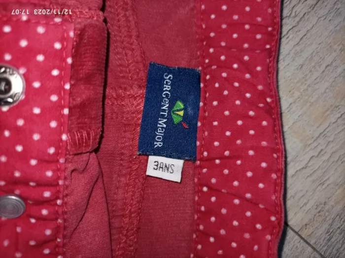 Pantalon velours rouge fille 3 ans - photo numéro 3