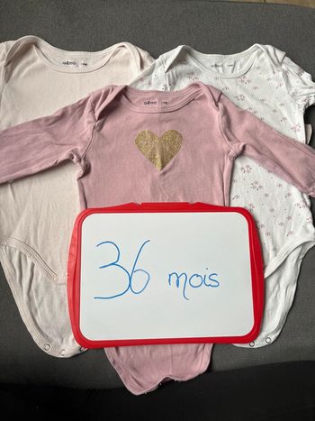 Lot de 3 bodys Gemo 36 mois