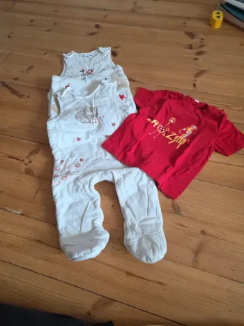 Lot de 2 salopette hiver et Tee-shirt manche courte.