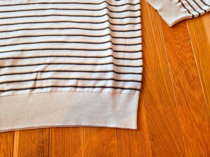 Pull "Lacoste" Blanc à rayures Taille L  Taille L neuf sous blister 100 % coton organique. - photo numéro 10