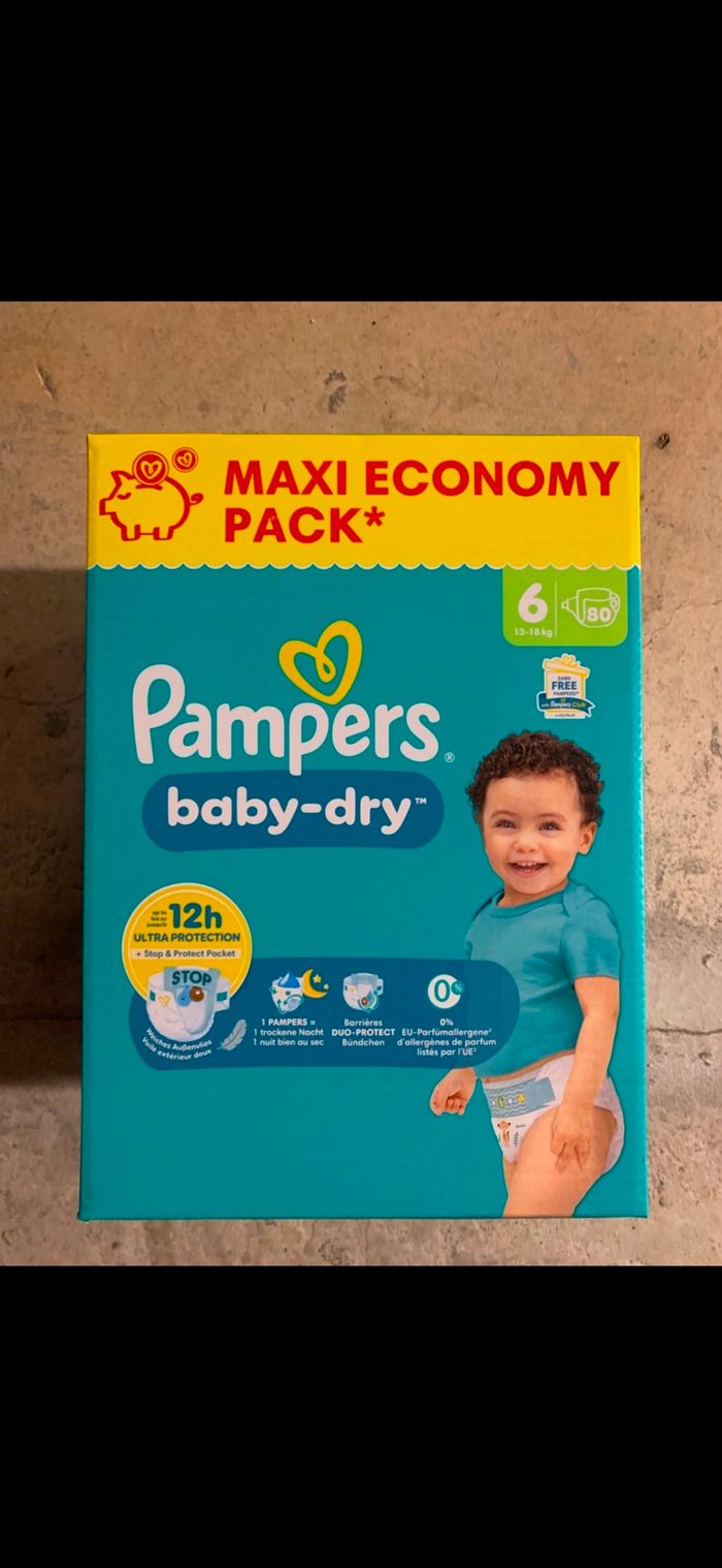 Couche Pampers Baby Dry MAXI CARTON XXL (3,4, 4+, 5+, 6,7, 8) et PREMIUM PROTECTION MAXI FORMAT (taille 3) ( je vous met en photo les prix des couches en magasins) - photo numéro 6