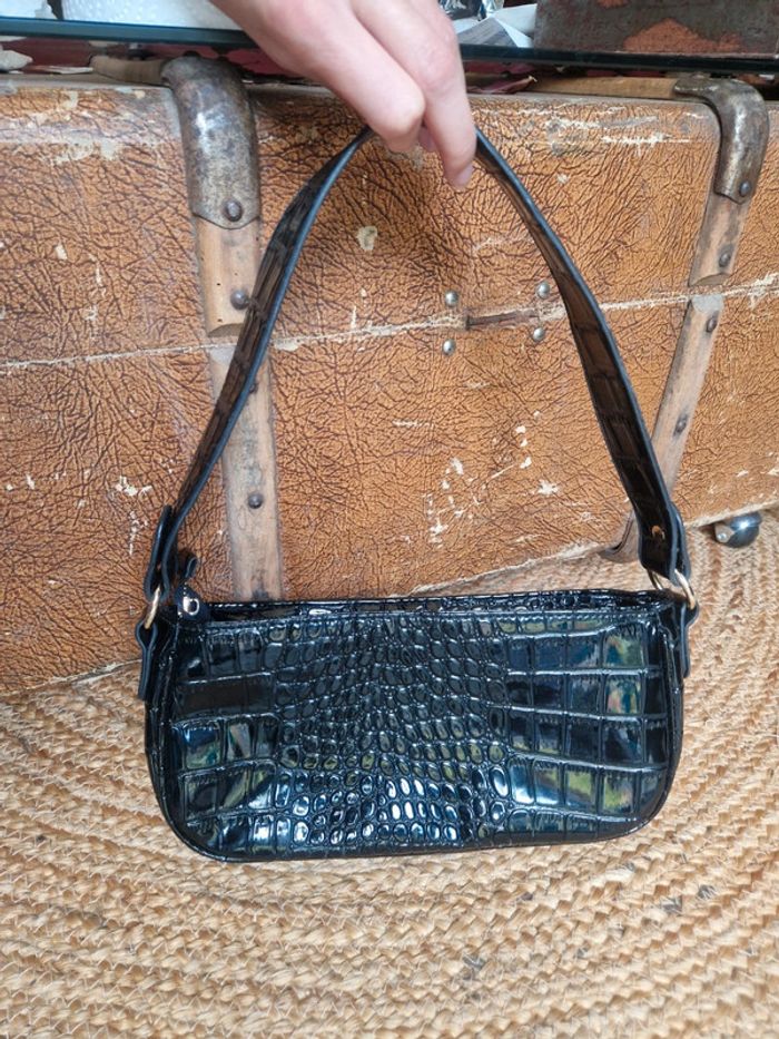 Lot de 2 sac à mains noir effet croco et violet femme - photo numéro 5