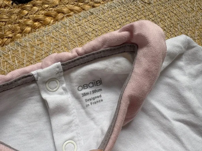 Pyjama 2 pièces blanc rose chat Obaibi 36 mois - photo numéro 5