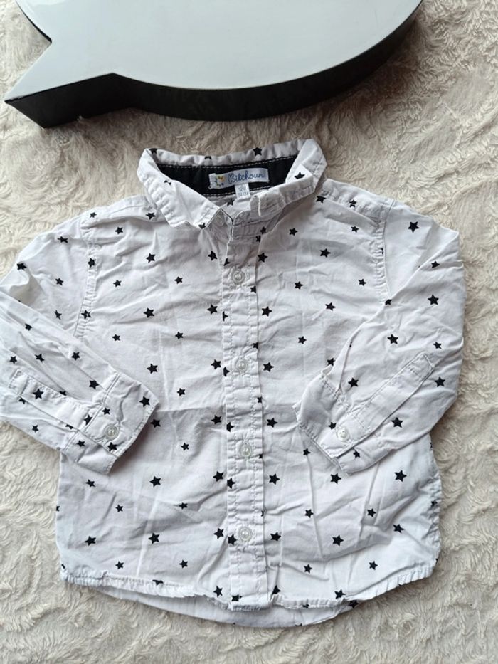 Chemise manches longues Garçon 12 mois étoiles Kitchoun 100% coton - photo numéro 2