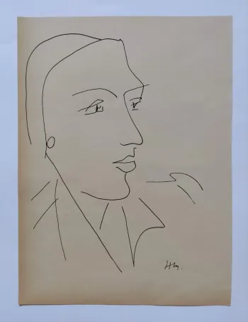Dessin art déco portrait de femme d'après Matisse