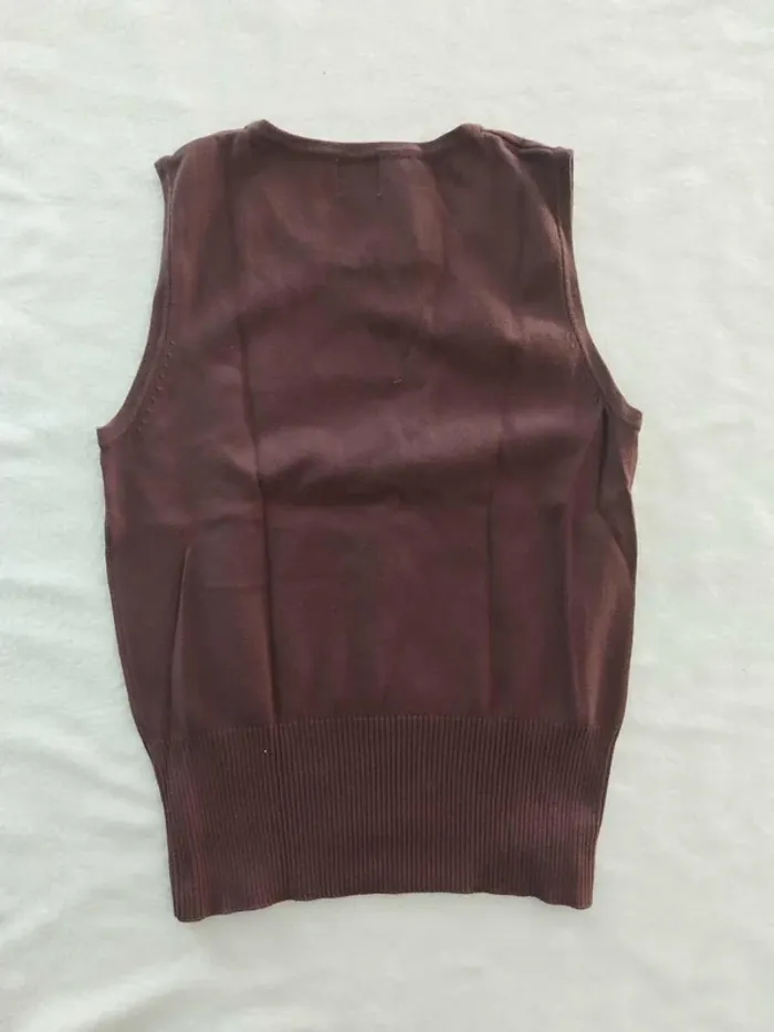 Haut / pull sans manche marron T38 - photo numéro 4