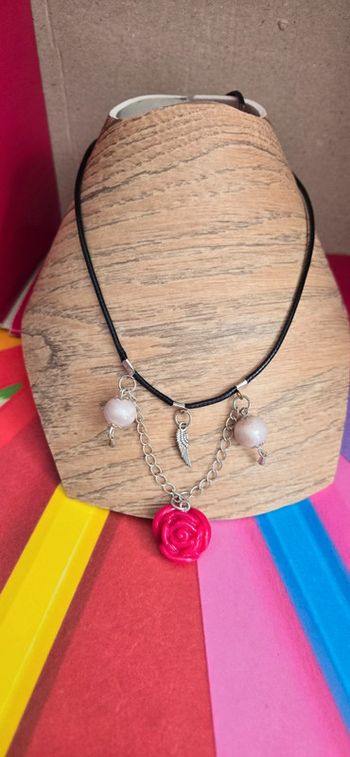 Collier fleur et perles Fimo neuf