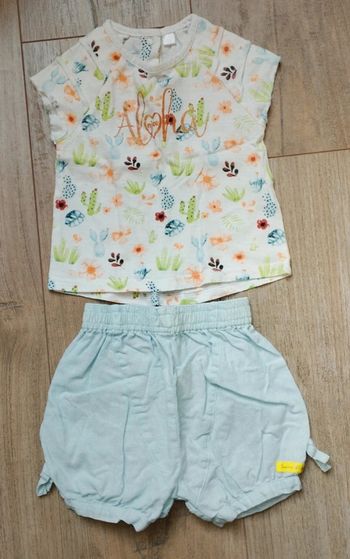 Ensemble t-shirt et short sucre d'orge 9 mois