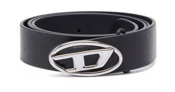 Ceinture Diesel cuir noir boucle D argentée 105 cm neuve