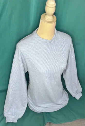 💕 pull pilou pilou bleu clair côtelé taille 34 XS #bershka
