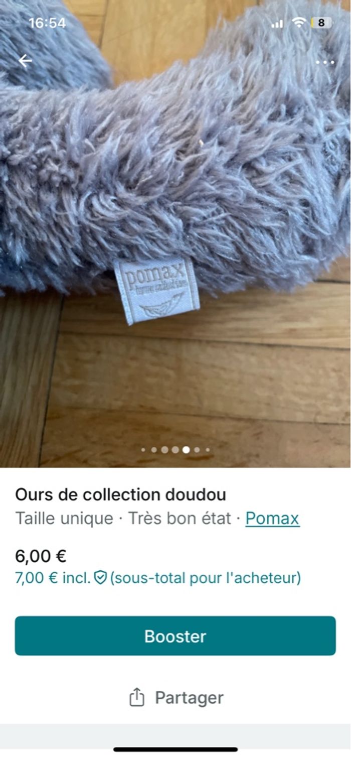 Peluche ours collection gris pomax - photo numéro 4