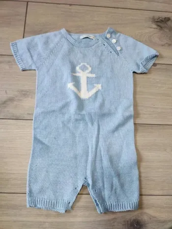 Combinaison laine la ponderosa 9 mois encre de marine