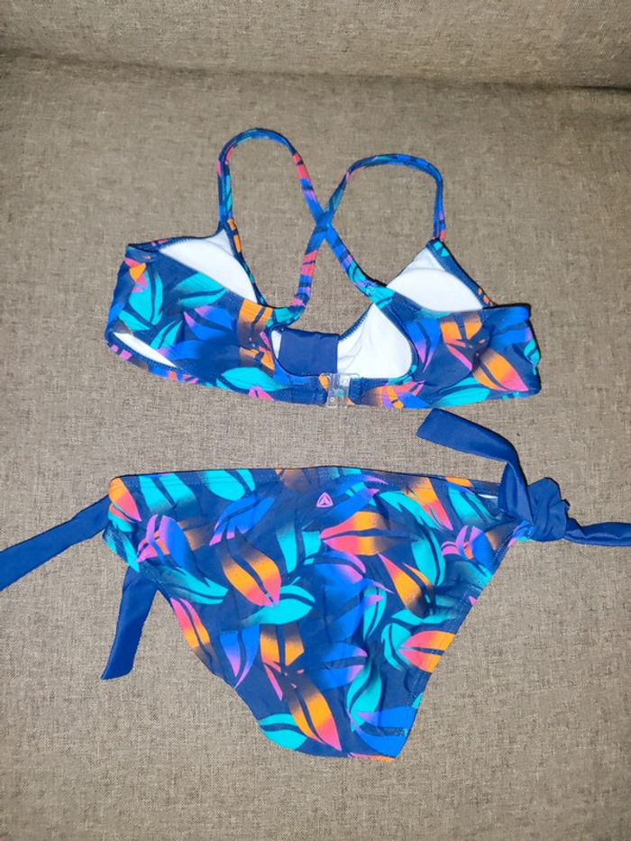 Maillot 2 pièces bleu marine multicolore 10 ans - photo numéro 2