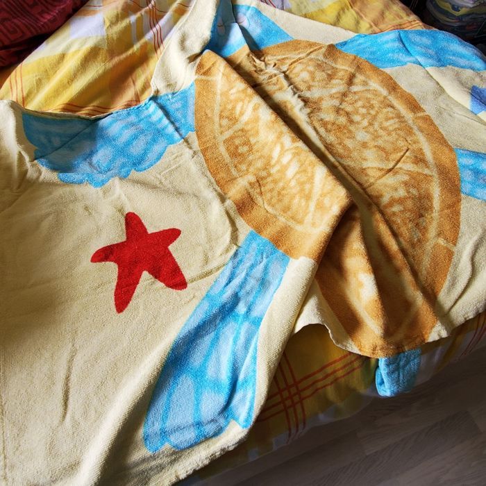 serviette avec capuche motifs tortue (1e) - photo numéro 3