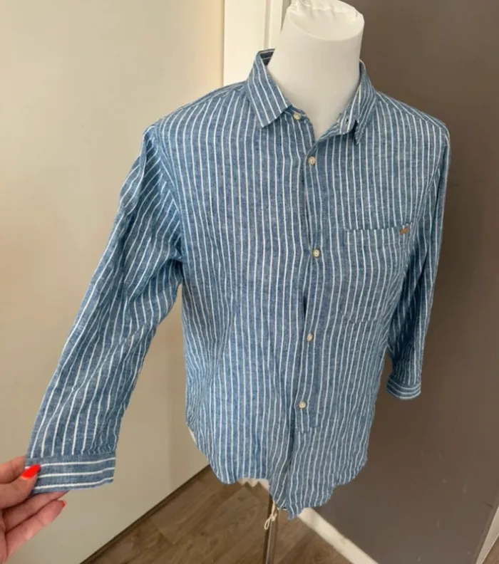 Zara kid, chemise rayée bleu taille 13/14 - photo numéro 2