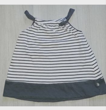 Petite robe marinière grise et blanche Obaïbi - 6 mois (68 cm)