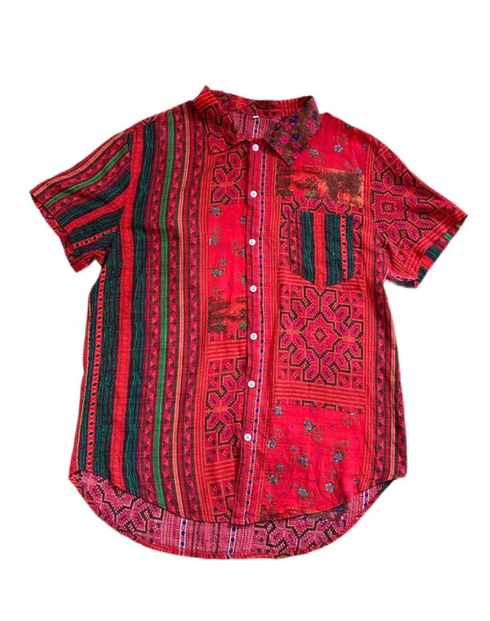 🌿🍓Chemise homme vintage estivale style ethnique indien hippie boho ethnic floral shirt🍓🌿 - photo numéro 8