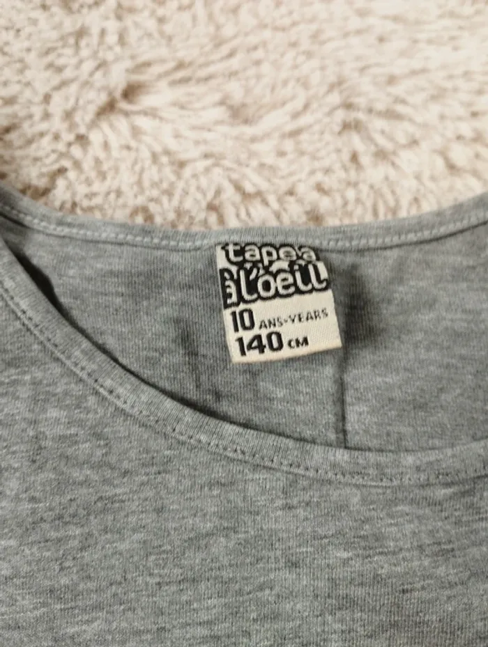 Tee shirt gris HAPPY tape à l'oeil 10 ans - photo numéro 3