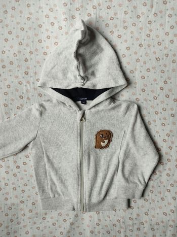 Gilet à capuche velours gris chiné Kiabi - Taille 18 mois - Très bon état