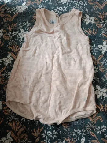 Combinaison été rayée rose et blanc petit bateau 24mois