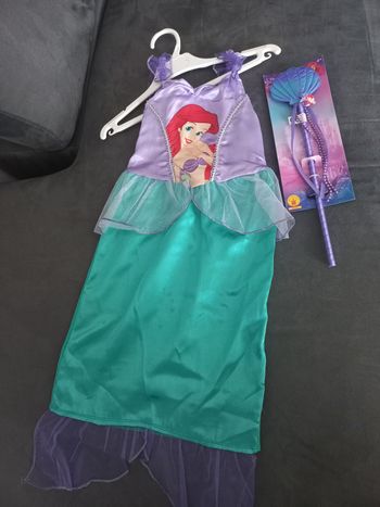 Robe déguisement ariel petite sirène 3/4 ans avec baguette