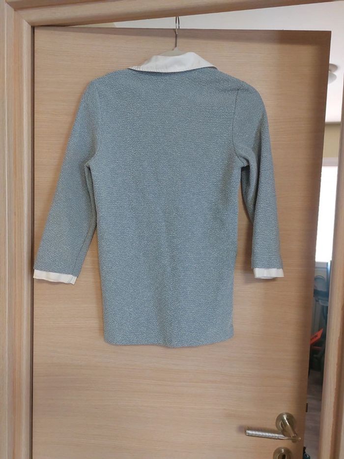 Haut bleu vintage col blanc - photo numéro 6