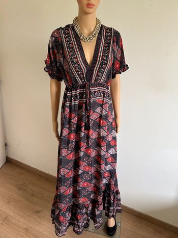 Robe longue imprimée neuve en soie Trebol taille S