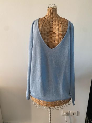 Pull Made in Italy bleu ciel argenté avec étoiles taille M