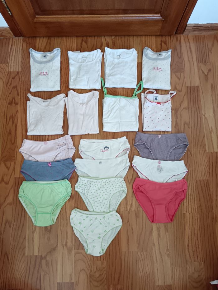 Lot 6 ans maillots de corps ML MC et culottes Petit Bateau, Vertbaudet, Absorba etc
