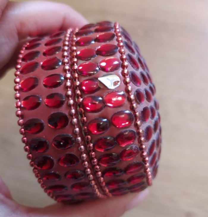 Petite boîte métal strass rouge - photo numéro 3