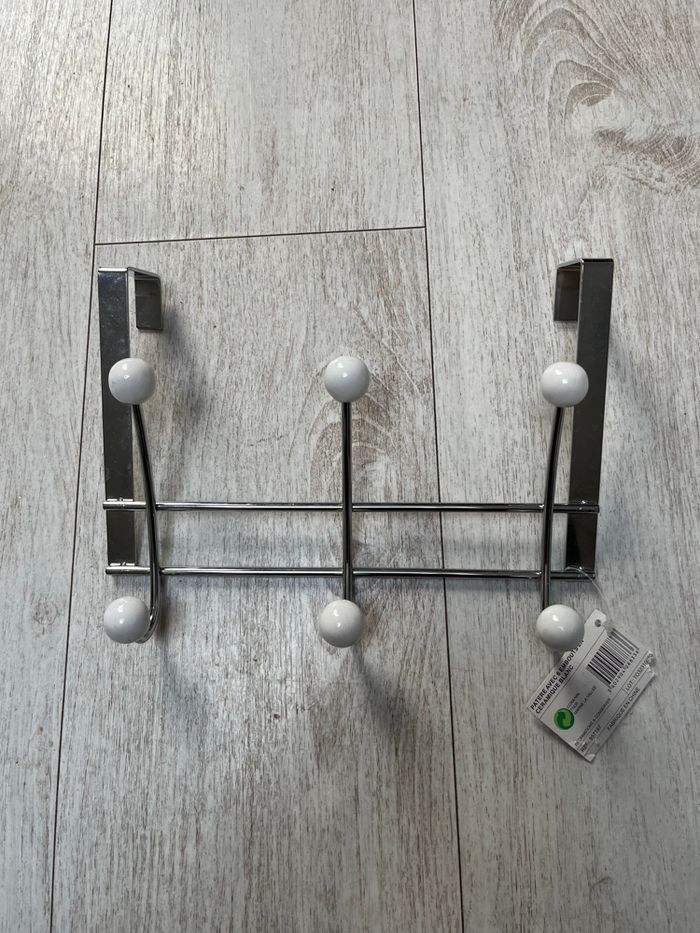 Patère de porte 6 embouts céramiques blancs - photo numéro 4