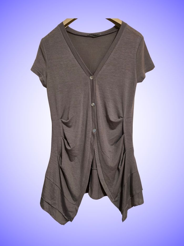 Gilet Cardigan Manches Courtes Gris Taille 42 XL B&K Style