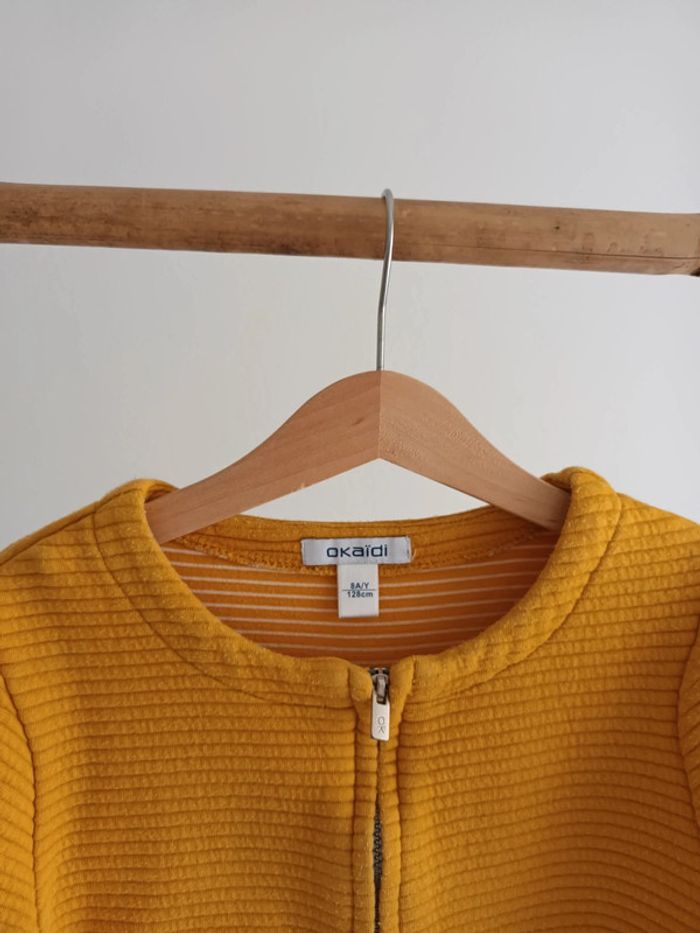 Gilet zippé moutarde Okaïdi 8 ans - photo numéro 2