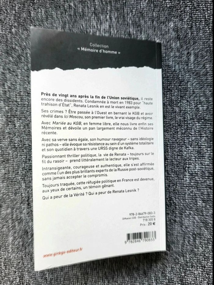 Renata Lesnik - Mariée au KGB - Témoignage - Russie URSS Espionnage - Ginkgo - Broché - photo numéro 9