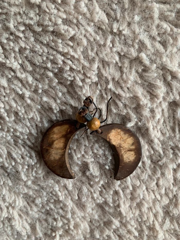 Boucles oreilles lunes en noix coco - photo numéro 6