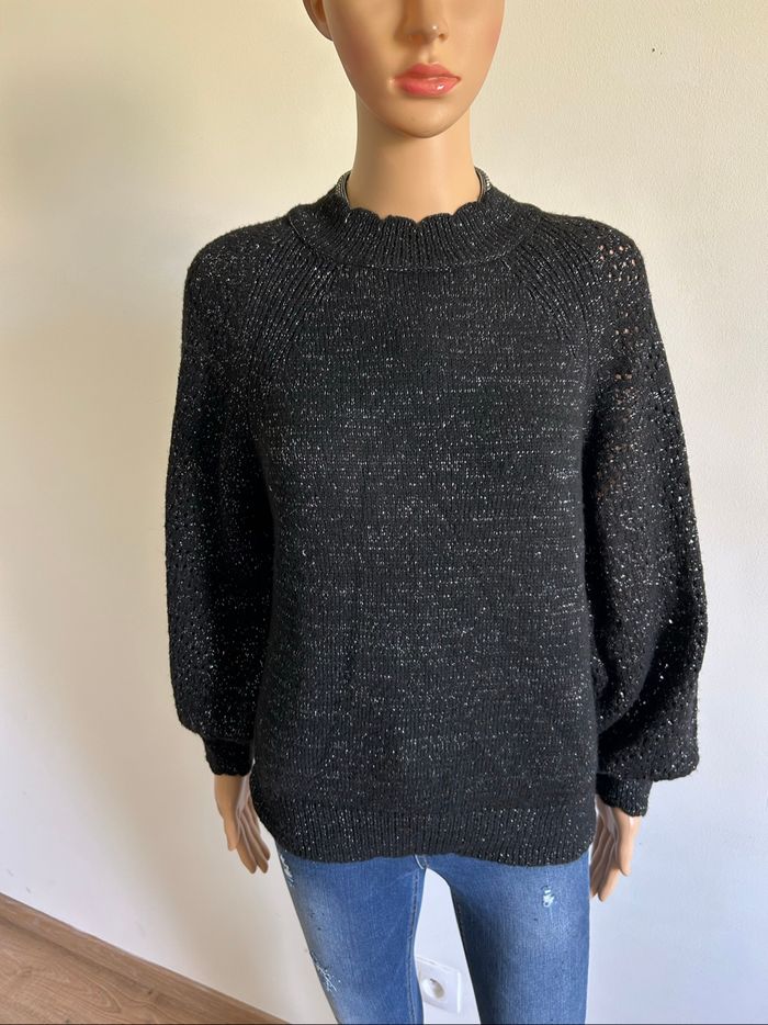 Pull noir et pailleté à manches longues Naf Naf taille S TBE