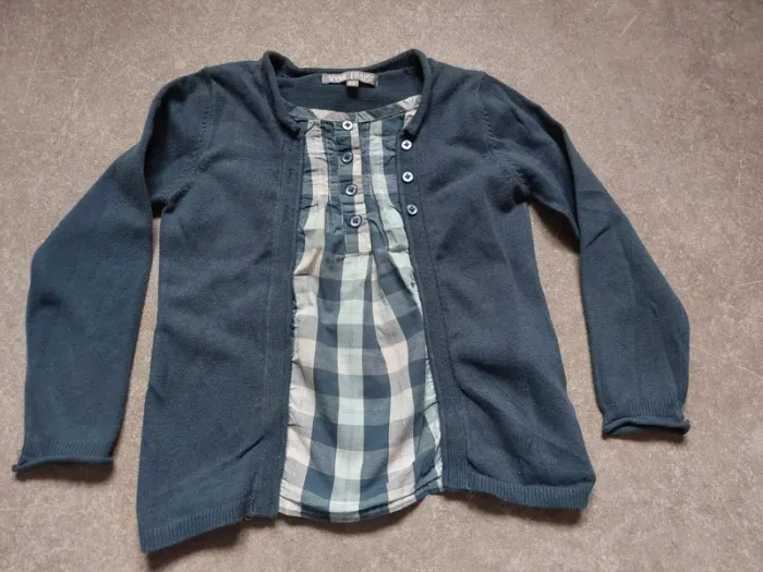 Pull effet gilet et chemise