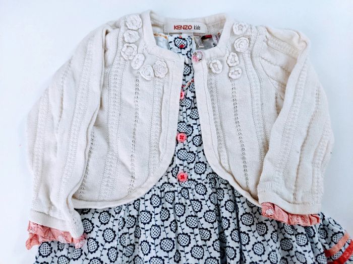 Ensemble robe gilet boléro tricoté maille Kenzo kids 9 mois 71 cm - photo numéro 3
