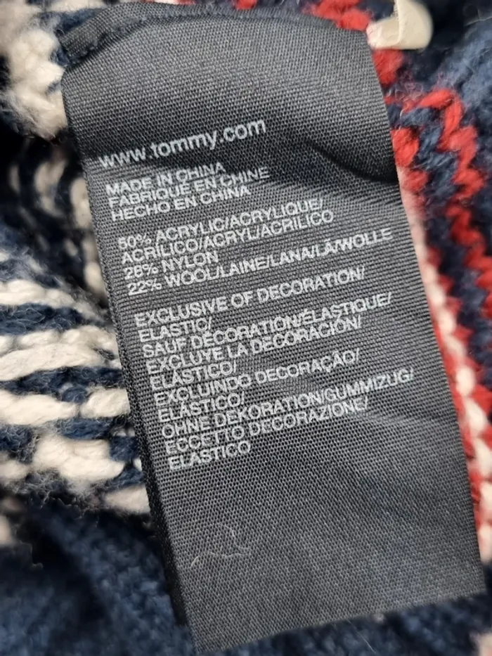 Pull col châle à motifs Tommy Hilfiger – Taille XL Homme (mesures en photos) - photo numéro 9